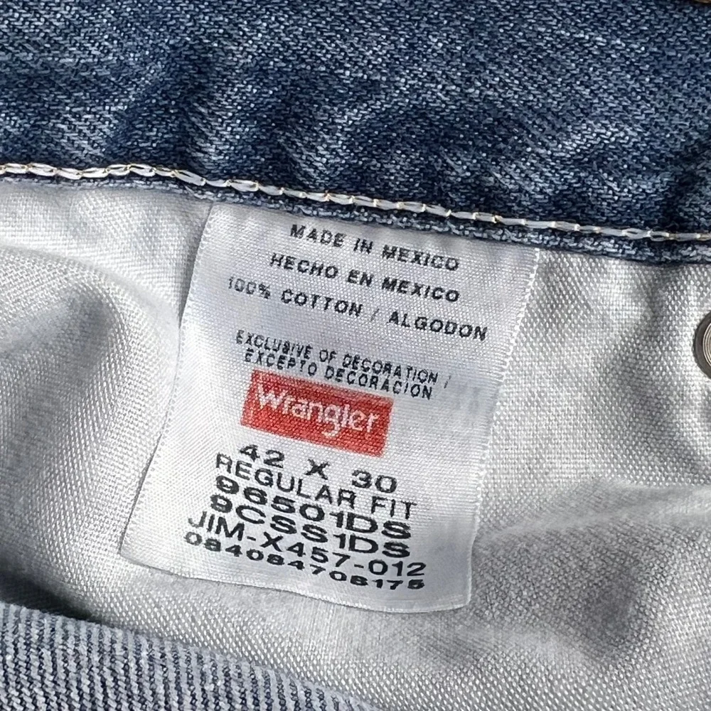 Wrangler‎ Men's Regular Fit Blue Denim Jeans 42x30 100% Cotton Workwear Western